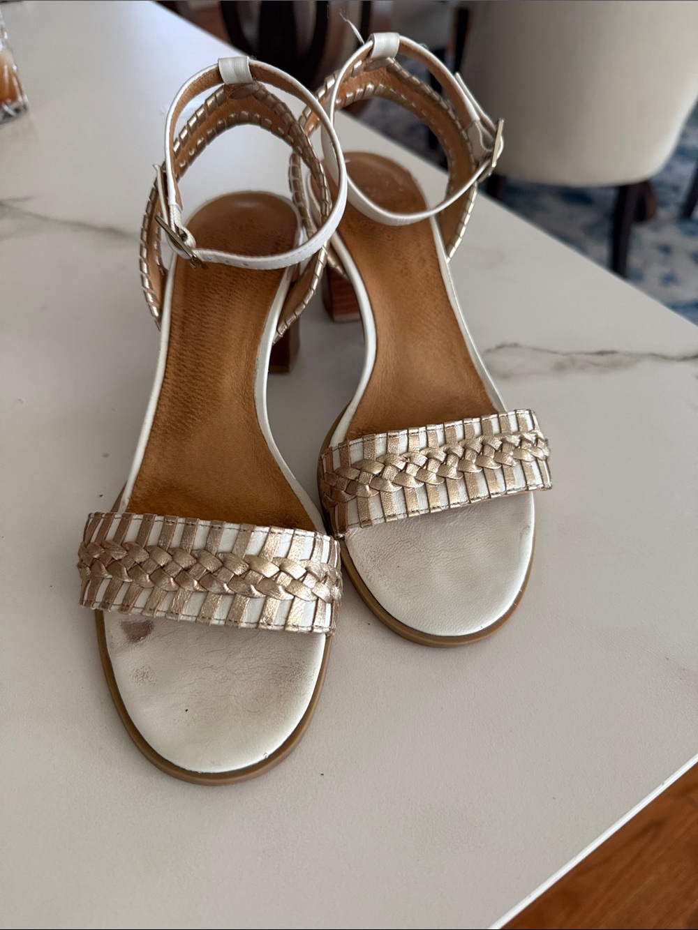 Jack Rogers Metallic Braided Ankle-Strap Sandals - Gold